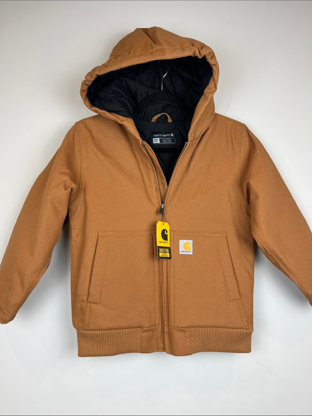 NWT Carhartt Kids' Canvas Full-Zip Hooded Insulated Jacket Brown Small 7-8 - Picture 4 of 12